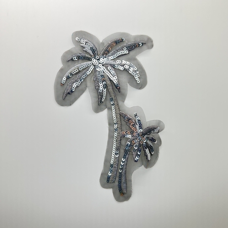 銀灰、深褐漸變椰子樹 珠片繡