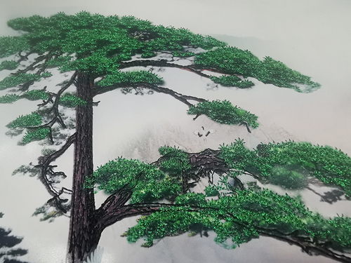 迎客松立體刺繡裝飾畫