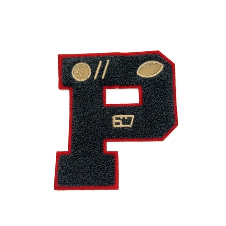 機械風字母 P 毛巾繡黑色