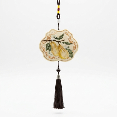 Prosperity Pear: Classic Chinese Style Embroidered Art Hanging
