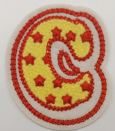 星星紋字母C 毛巾繡黃色