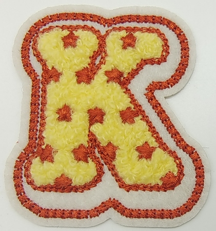 星星紋字母 K 黃色毛巾繡