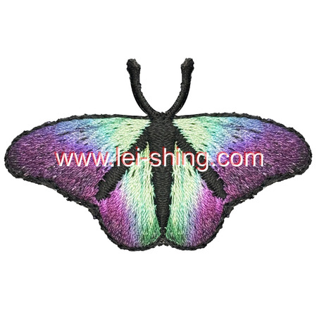 繡花底數碼印蝴蝶 紫綠色