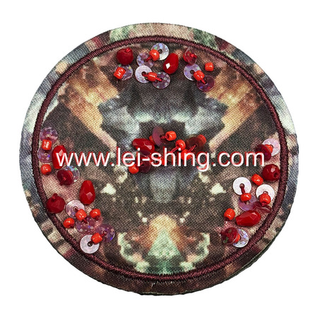 圓形數碼印加手工釘珠 紅