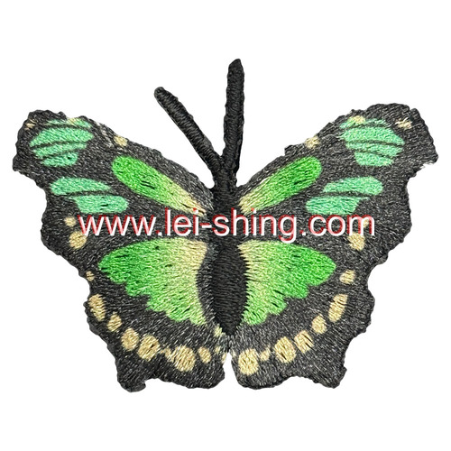 繡花底數碼印蝴蝶 綠色