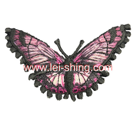 繡花底數碼印蝴蝶 波點邊 粉色