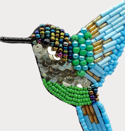 彩色小鳥 手工釘珠+珠片繡