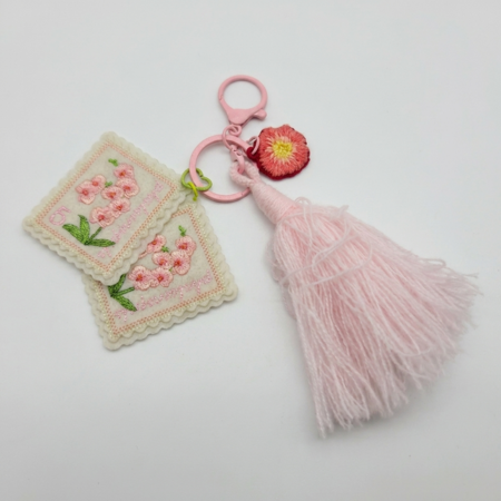 春日來信：文藝郵票風刺繡鑰匙圈