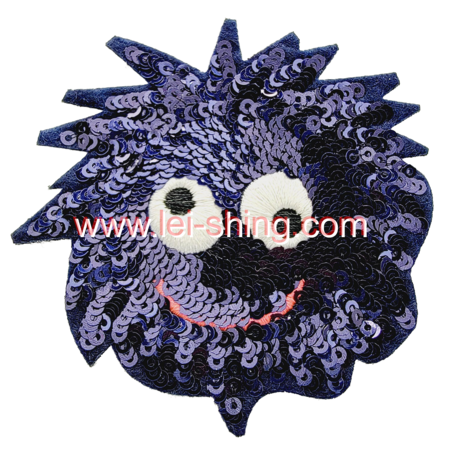 紫絨小怪獸 珠片繡