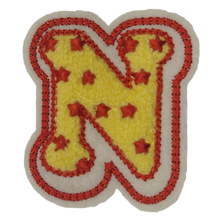 星星紋字母 N 毛巾繡黃色