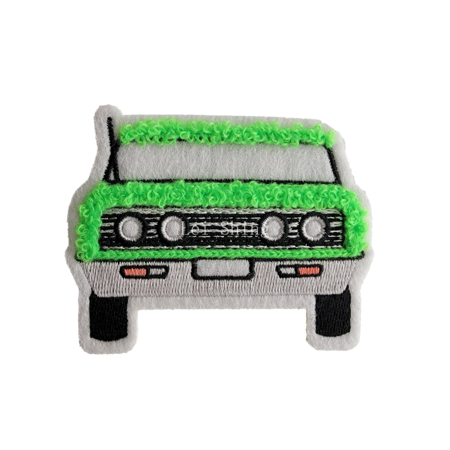 螢光毛絨汽車 毛巾繡綠色