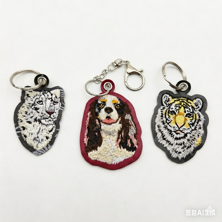 寫實風立體動物刺繡掛件